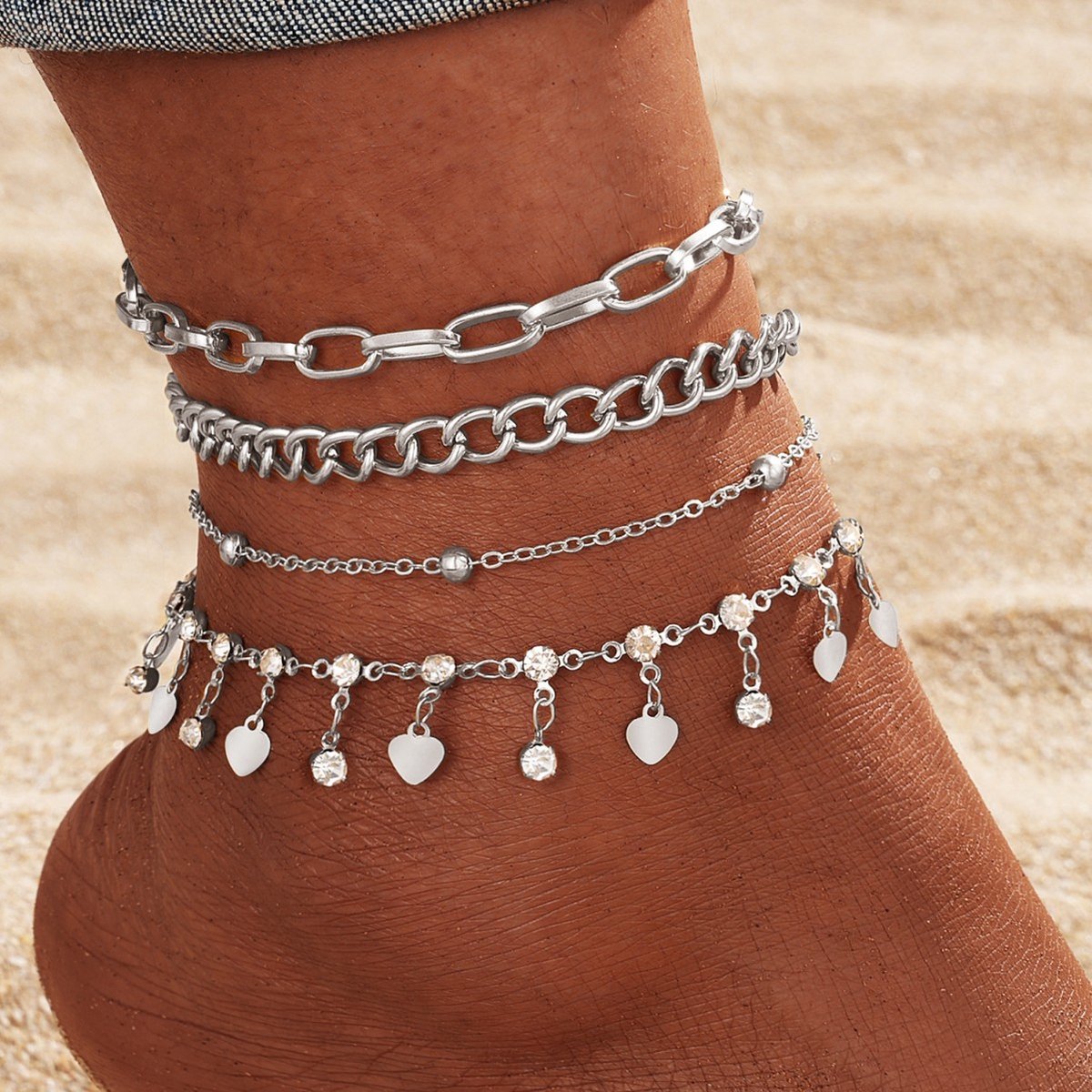Metalen enkelbandje - 21+5 cm - Voetring - Voetsieraad - Metalen voetketting - Enkelarmband - Metalen enkelring - Enkelsieraad - Metalen enkelring - Voetarmband - Metalen voetketting - Metalen voetsieraad - Voor dames