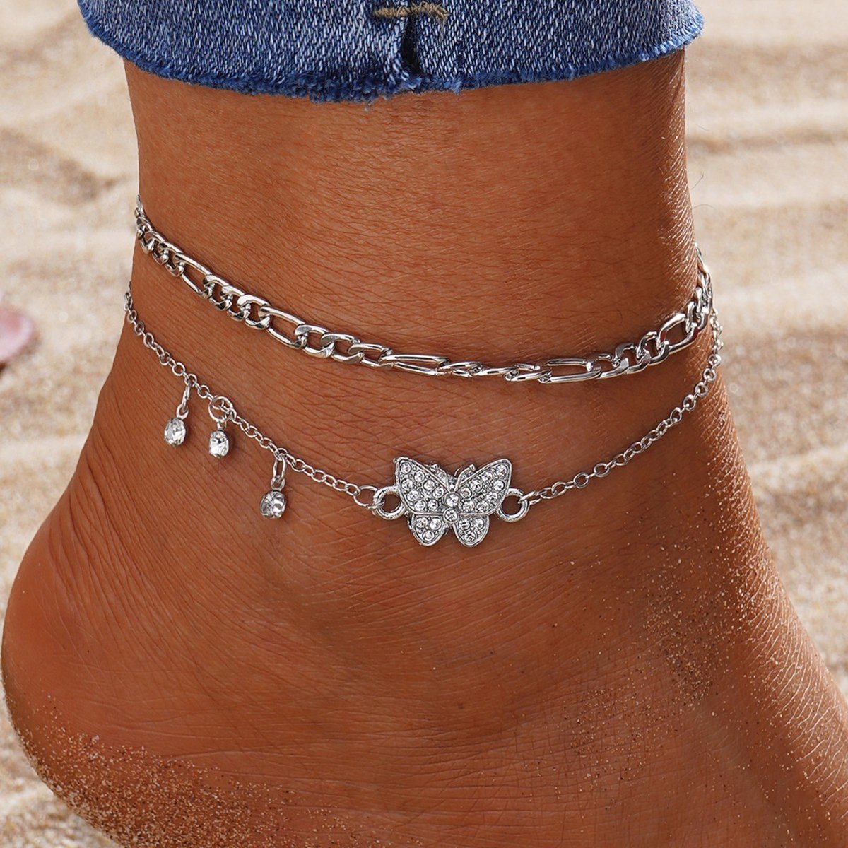 Metalen enkelbandje - 21+5 cm - Voetring - Voetsieraad - Metalen voetketting - Enkelarmband - Metalen enkelring - Enkelsieraad - Metalen enkelring - Voetarmband - Metalen voetketting - Metalen voetsieraad - Voor dames
