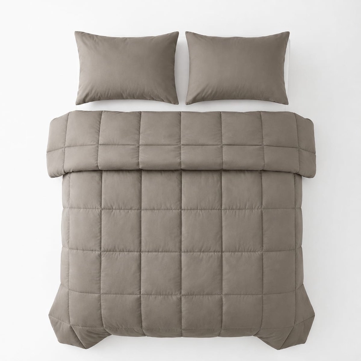 Sleeptime 2 in 1 Dekbed zonder Overtrek - Wasbaar Dekbed - Percale - Taupe/Grijs - 200 x 220