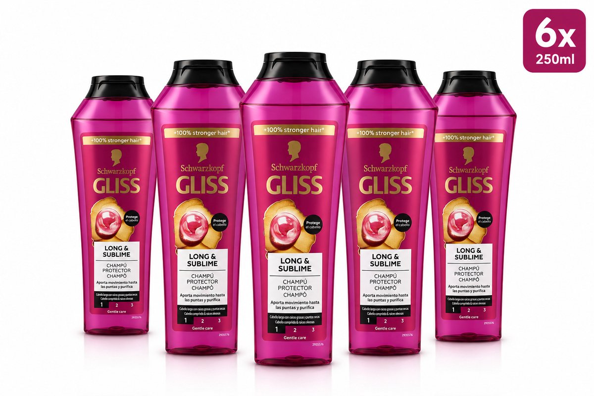Gliss Shampoo Lang haar met vette/olieachtige haarwortels 6x250ml