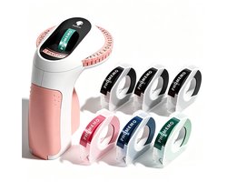 Labelmaker voor reliëfdruk met 6 reliëfetikettenbanden | Kleine lettertang met draaibaar letterwiel en ergonomisch ontwerp | Handmatige etikettenprinter voor thuis, kantoor, doe-het-zelf en knutselen (£, €, Ä, Ö en Ü)