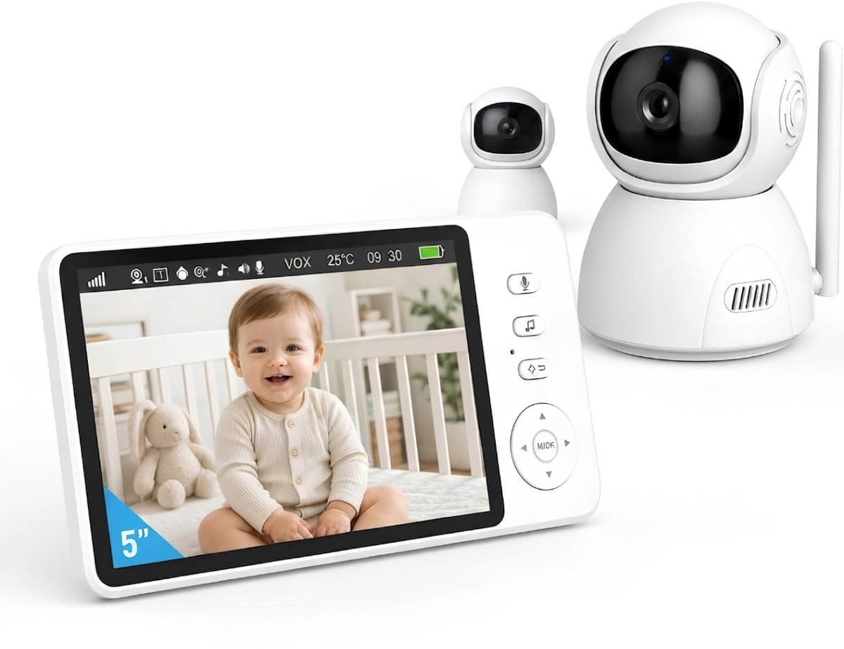 Lìon® Babyfoon - Babyphone - Baby Monitor - Wit - 21cm x 15cm x 13cm