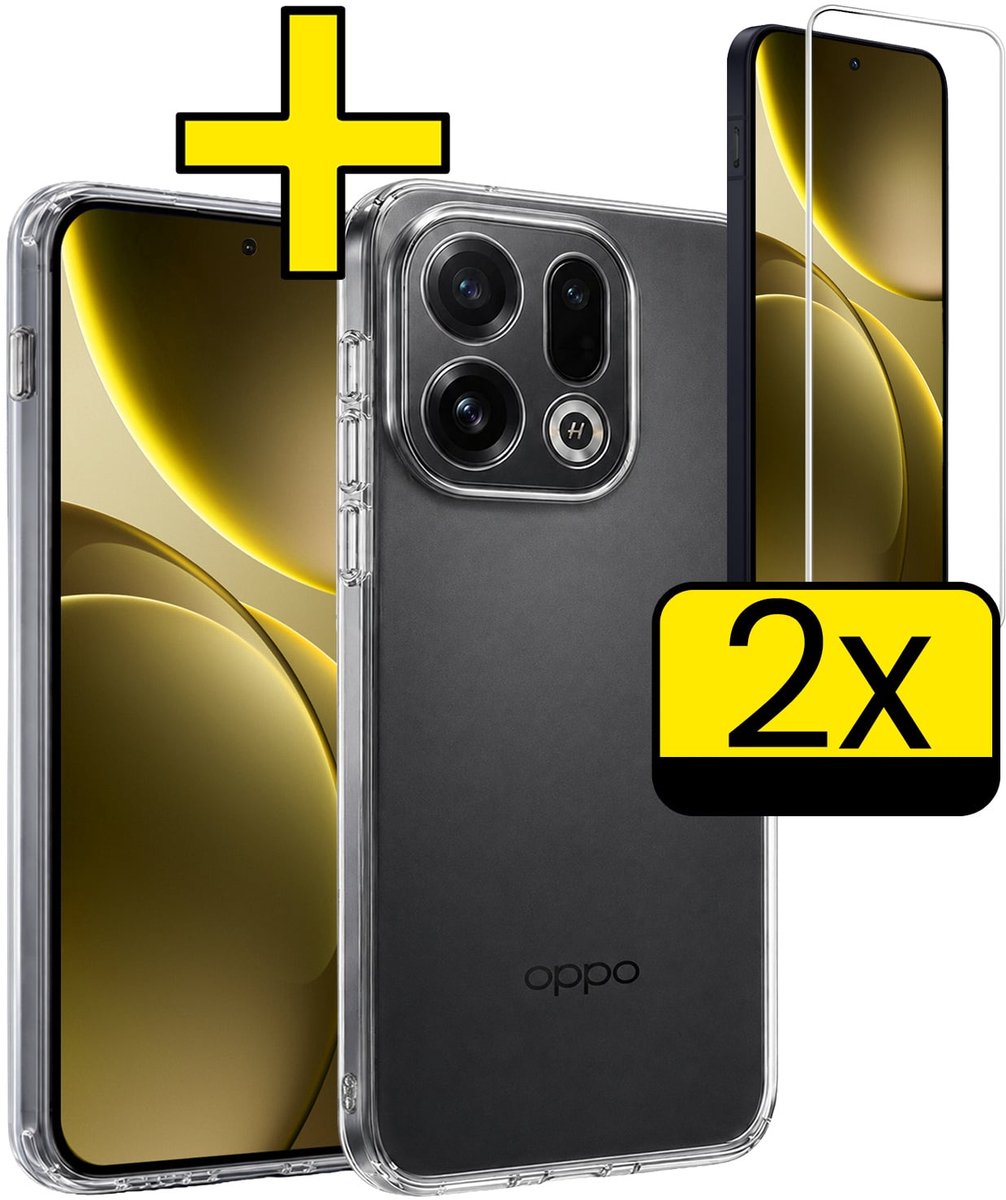 Hoesje - Met 2x Screenprotector - Geschikt voor OPPO Find X9 - Sterk & Shockproof - Back Cover - Siliconen Case - Telefoon Hoes - Telefoonhoesjes - Transparant
