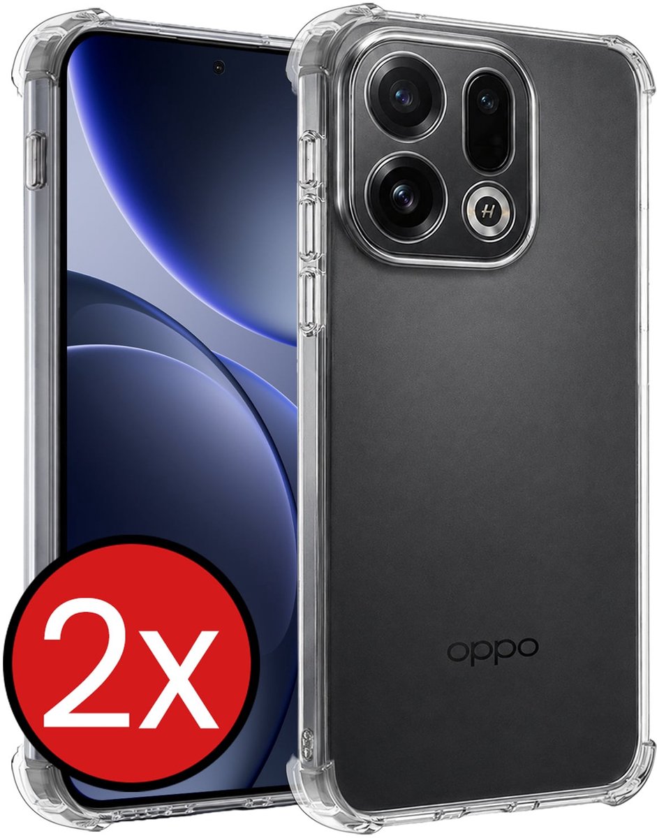 Hoesje - 2 Stuks - Geschikt voor OPPO Find X9 - Sterk & Shockproof - Back Cover - Siliconen Case - Telefoon Hoes Shock Proof - Telefoonhoes - Transparant