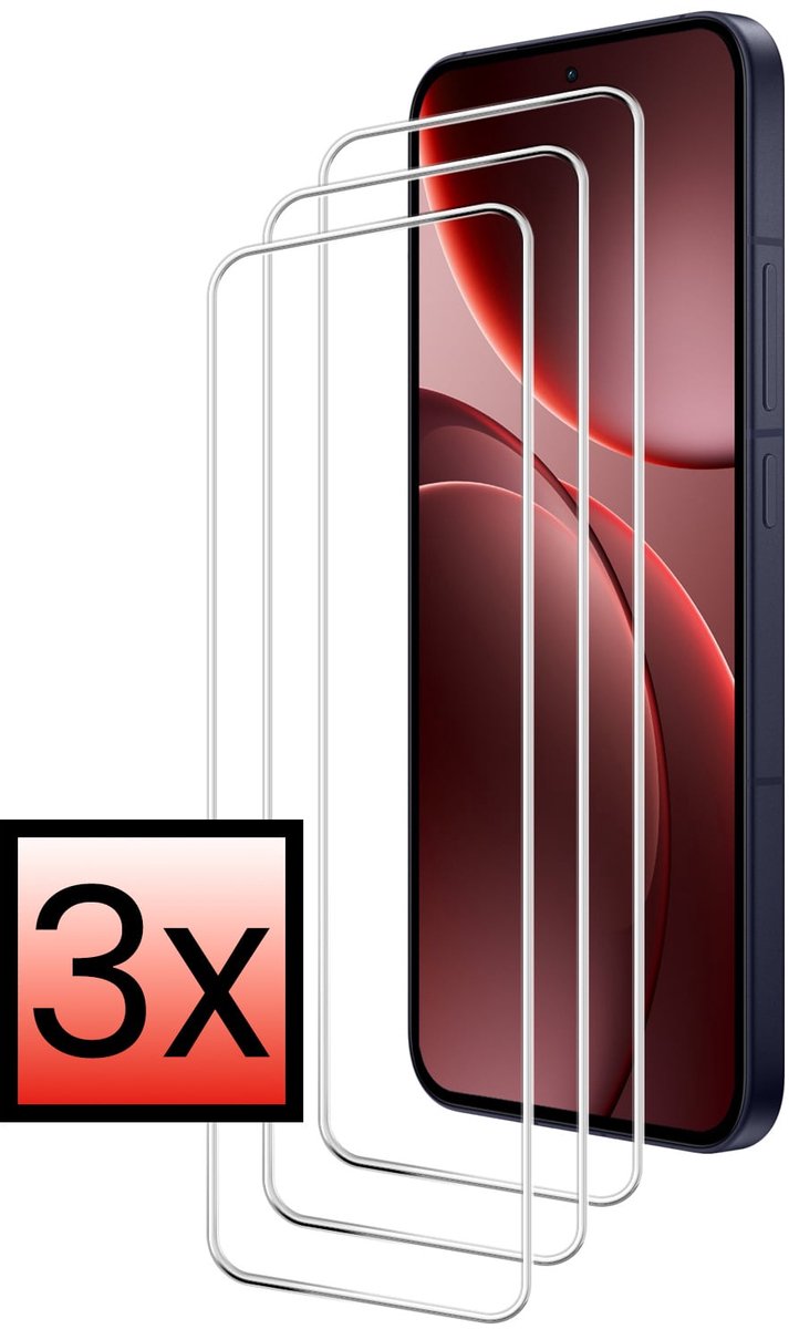Screenprotector - 3 Stuks - Geschikt voor OPPO Find X9 - Extra Sterk - Beschermglas - Gehard Glas - Tempered Glass - Screen Protector - Bescherm Cover