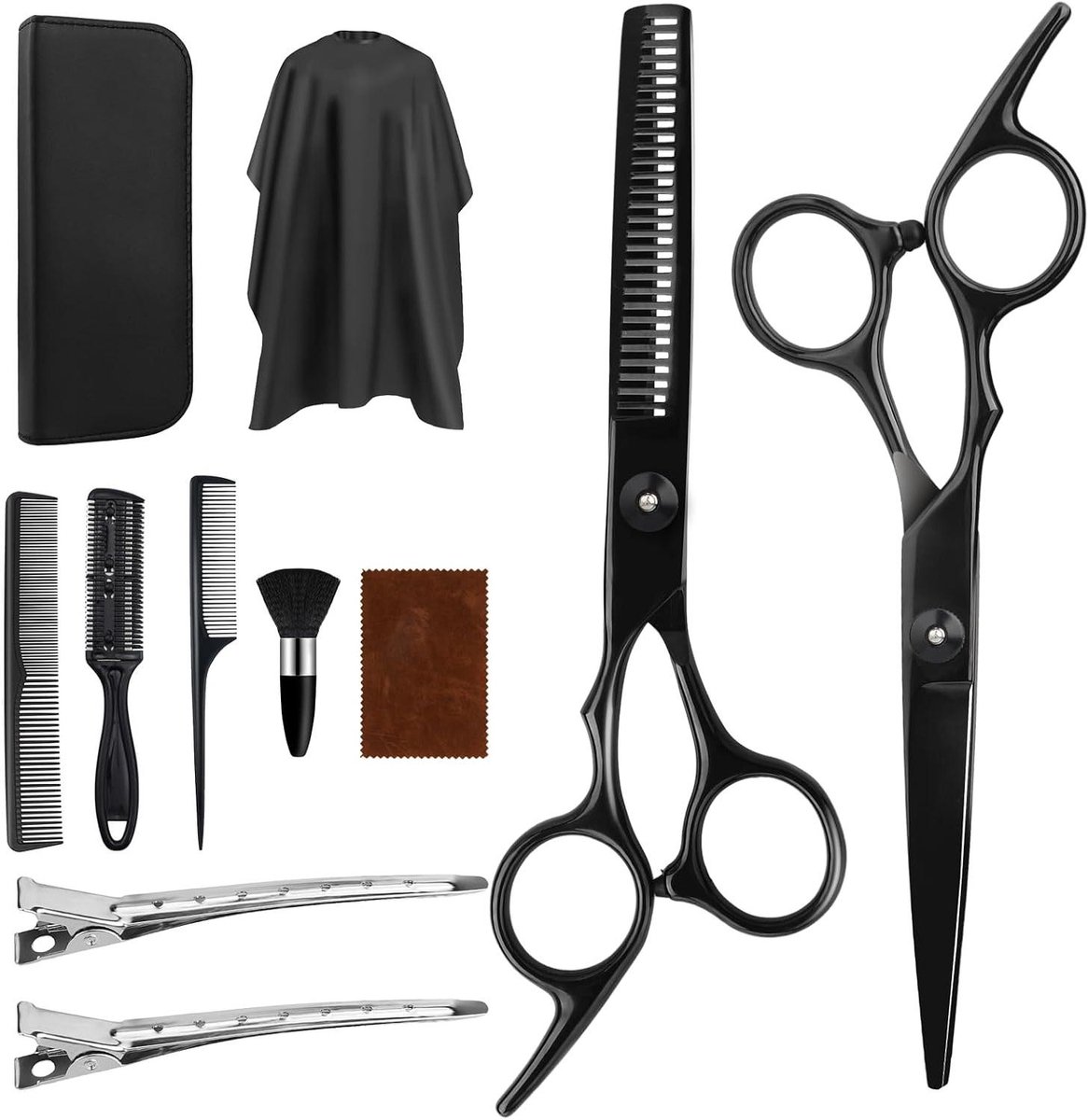 Kappersschaarset 11-delig - Haarschaar set - Haar Knippen - Roestvrij staal - 152 cm - Zwart