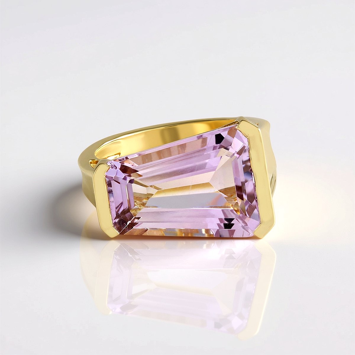 Cavill - Lavendel Amethist Ring 7,2 ct - 925 Sterling Zilver Verguld - Fancy Trapgeslepen Braziliaanse Edelsteen - Elegante Zilveren Ring - Maat 18