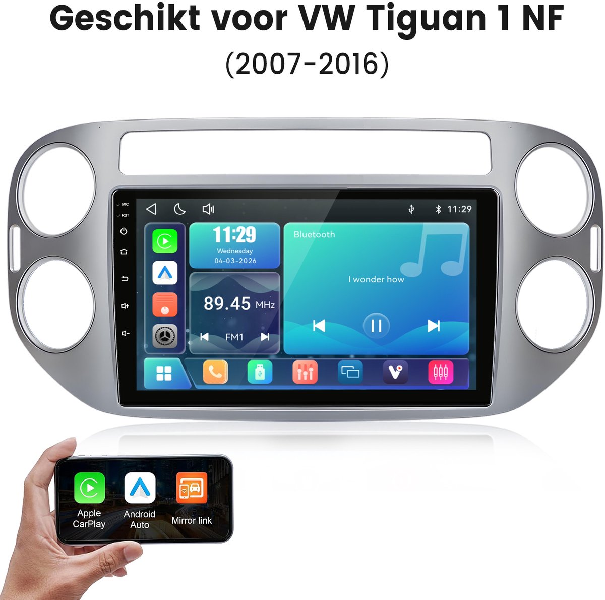 Cestovet LINUX Autoradio - Geschikt voor VW Tiguan 1NF 2007-2016 - Draadloze CarPlay & Android Auto - Bluetooth - WiFi - 9-inch Touchscreen - FM - RDS - USB