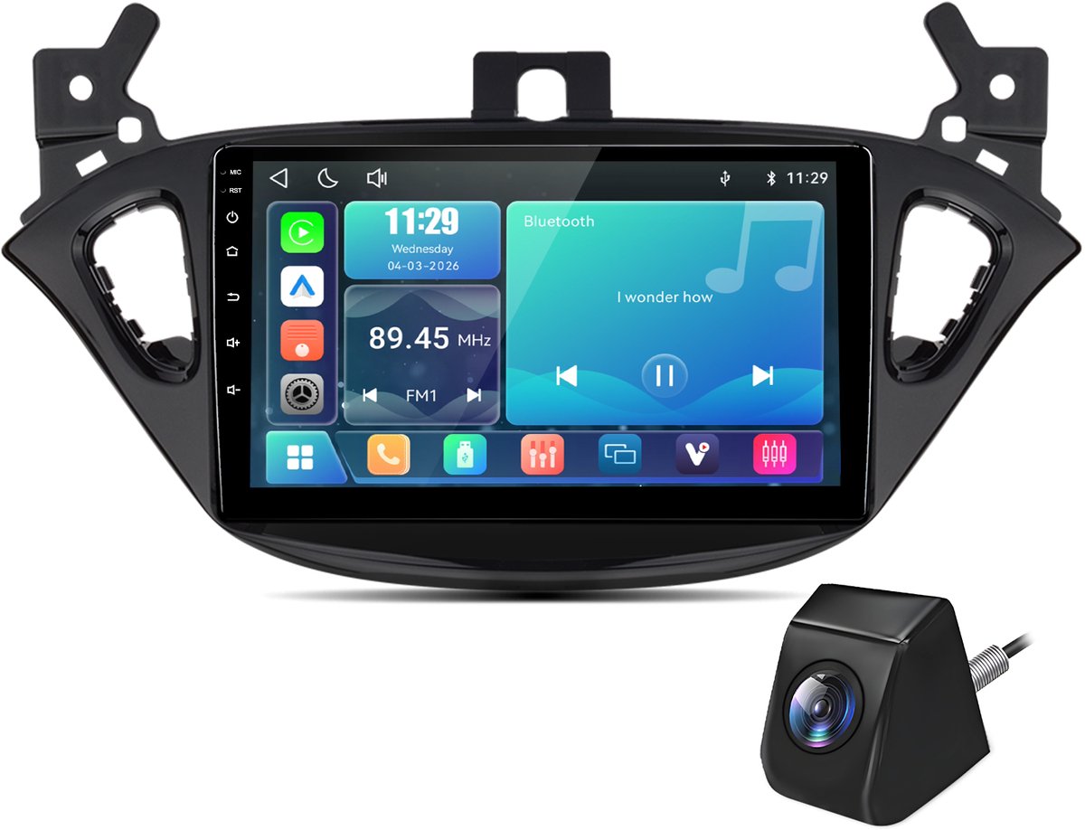 Cestovet LINUX Autoradio - Geschikt Voor Opel Corsa E (2014 t/m 2019)/ Opel Adam (2013 t/m 2016) - 9 inch Screen - Draadloos CarPlay & Android Auto - Achteruitrijcamera