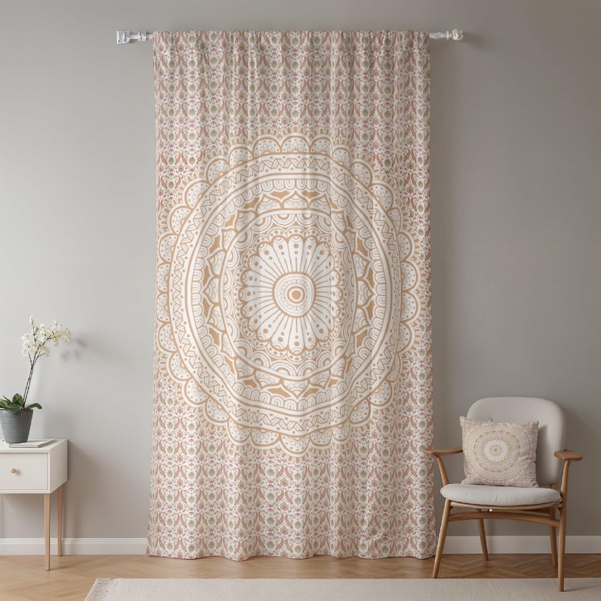 Elzusha - Boho Gordijn Ombre Mandala - Staafzak - 117x229 cm - Etnische Stijl