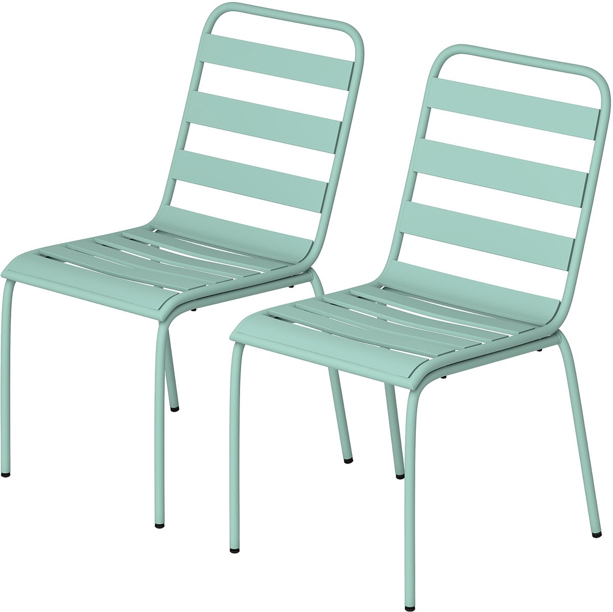 Tuinstoelen, set van 2, stapelbaar, hoogwaardige outdoorstoelen in groen, weerbestendig, voor balkon, terras en eetkamer
