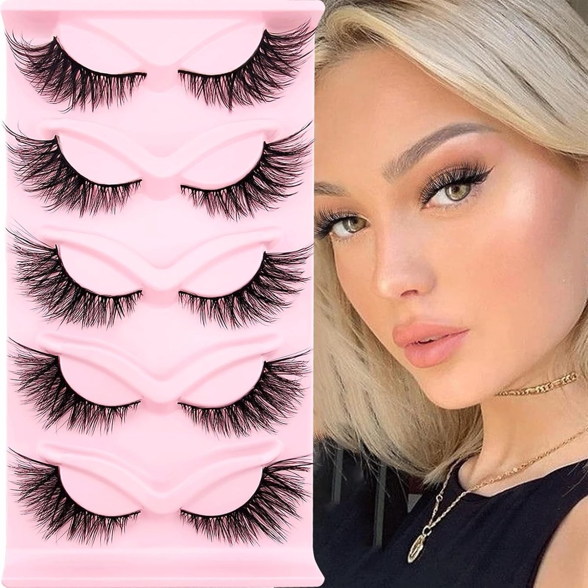 Natuurlijke 3D Valse Wimpers voor Kat-Ogen, Fluffy Fox Eye Look, 20 mm, Herbruikbare Wimpers, 5 Paar
