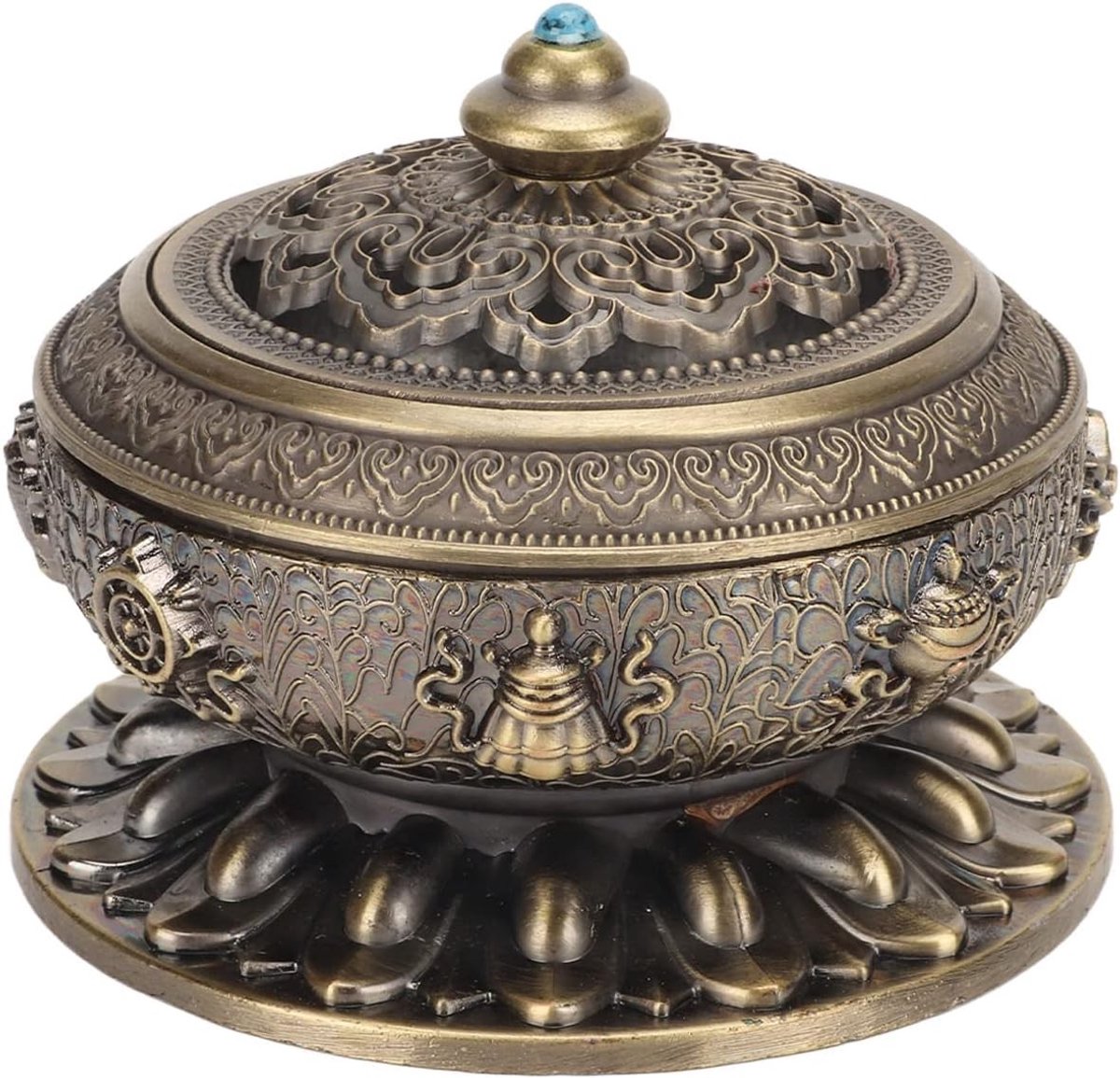Bronzen Incense Burner voor Charcoal en Cone Wierook - Ideaal voor Thuis, Kantoor, Yoga en Theekamer Decoratie