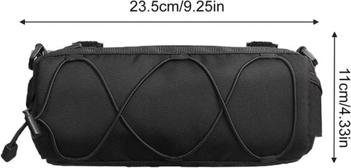 1 stuk - Stuurtas Fiets - Multifunctionele fietstas - opbergtas voor de fiets - schoudertassen - opbergtassen voor mountainbikes - cilindrisch - met schouderriem - gereedschapshouder voor de fiets - waterbestendig - zwart - 23x11x11cm