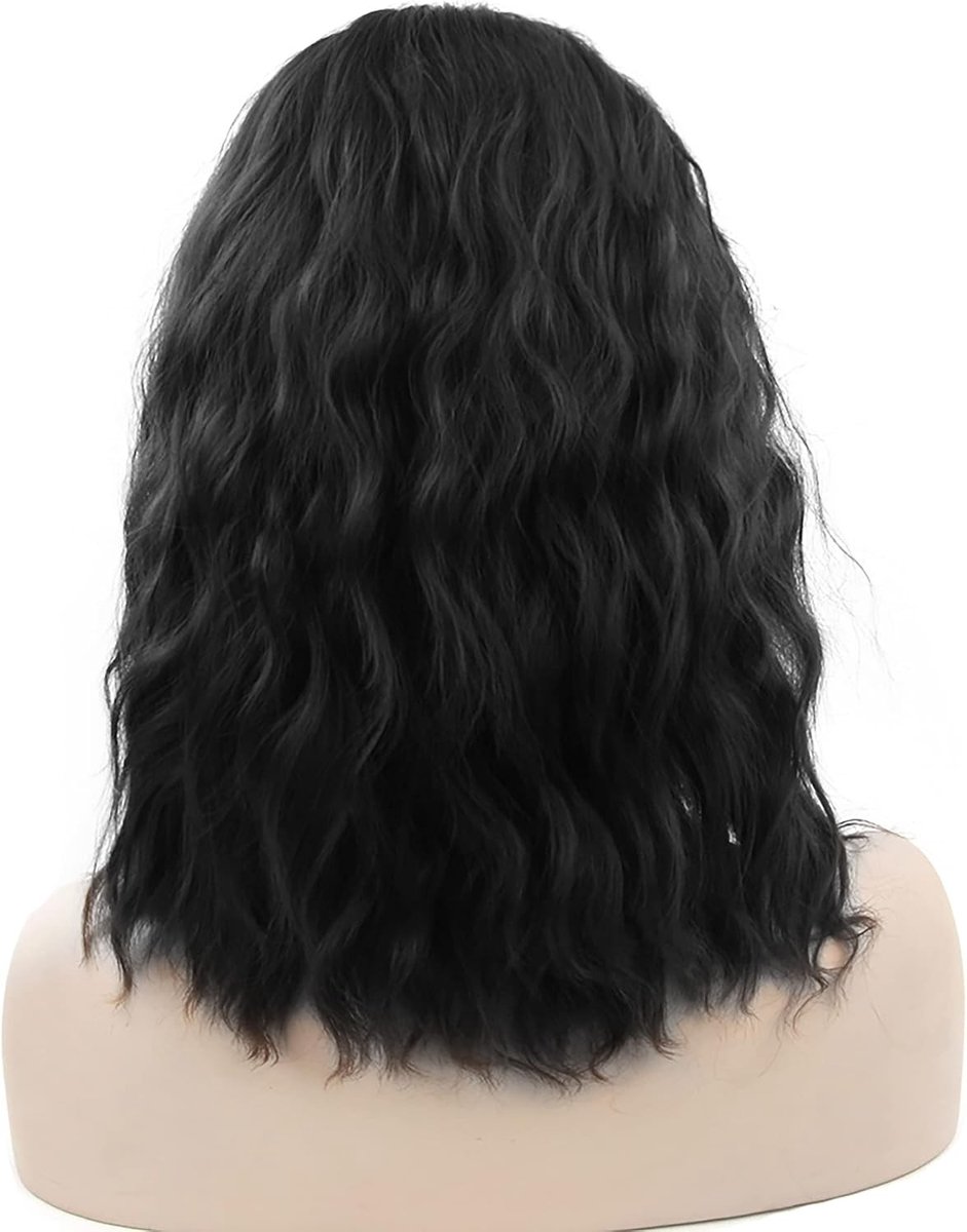 Korte Afro Krullende Haarperuk voor Cosplay en Halloween Kostuums voor Vrouwen - Zwart, Natuurlijke Look, Feestaccessoire