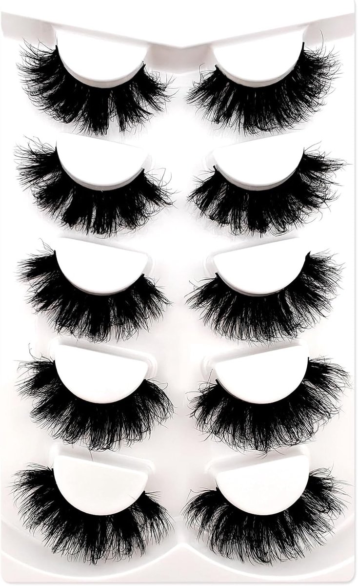 5 Paar 3D Valse Wimpers, 20 mm Lange Dramatische Wimpers, 8D Volume en Dikke Volheid, Luxe Verpakking