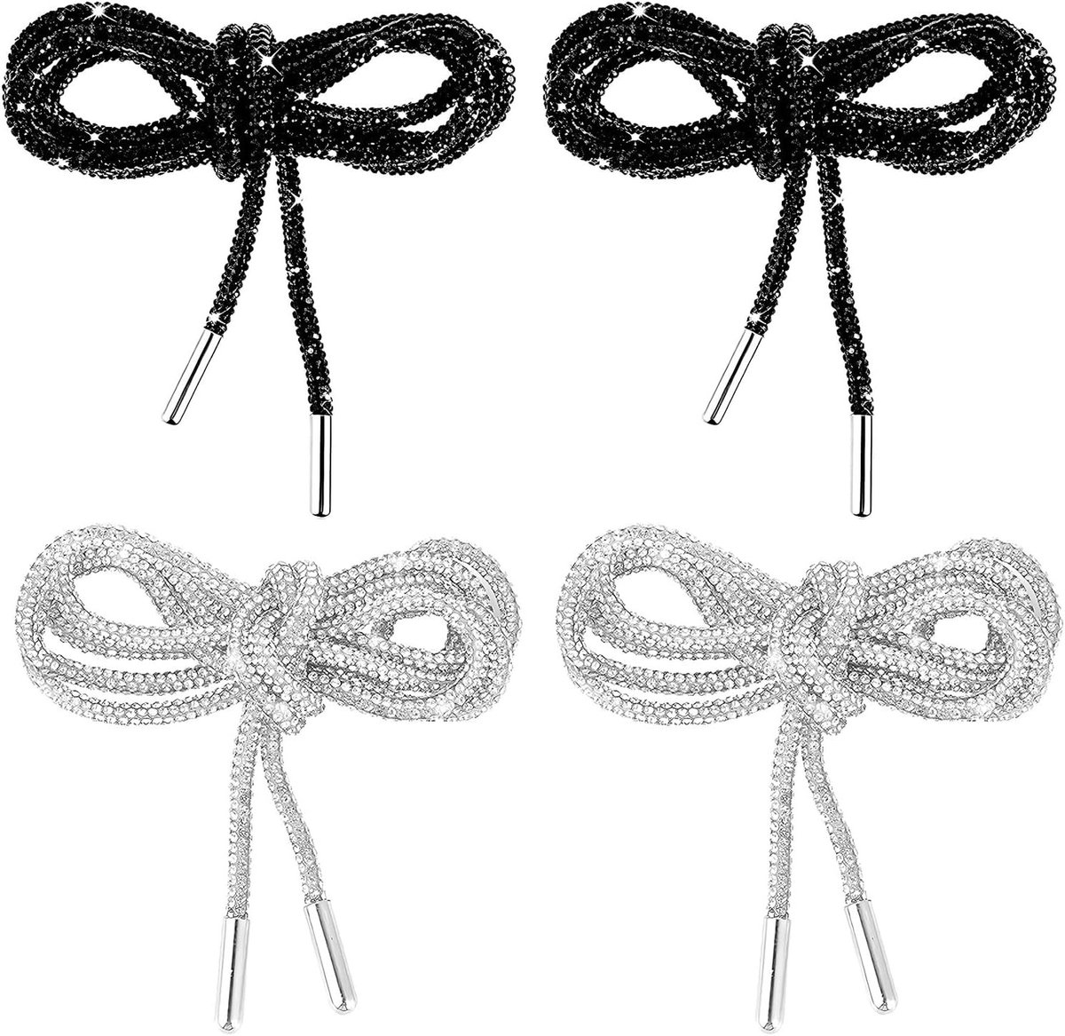 Decoratieve 4mm Ronde Laarzenveters met Pailletten en Strass, Ideaal voor Sneakers, Hoodies en Boots, Duurzaam en Eenvoudig te Gebruiken
