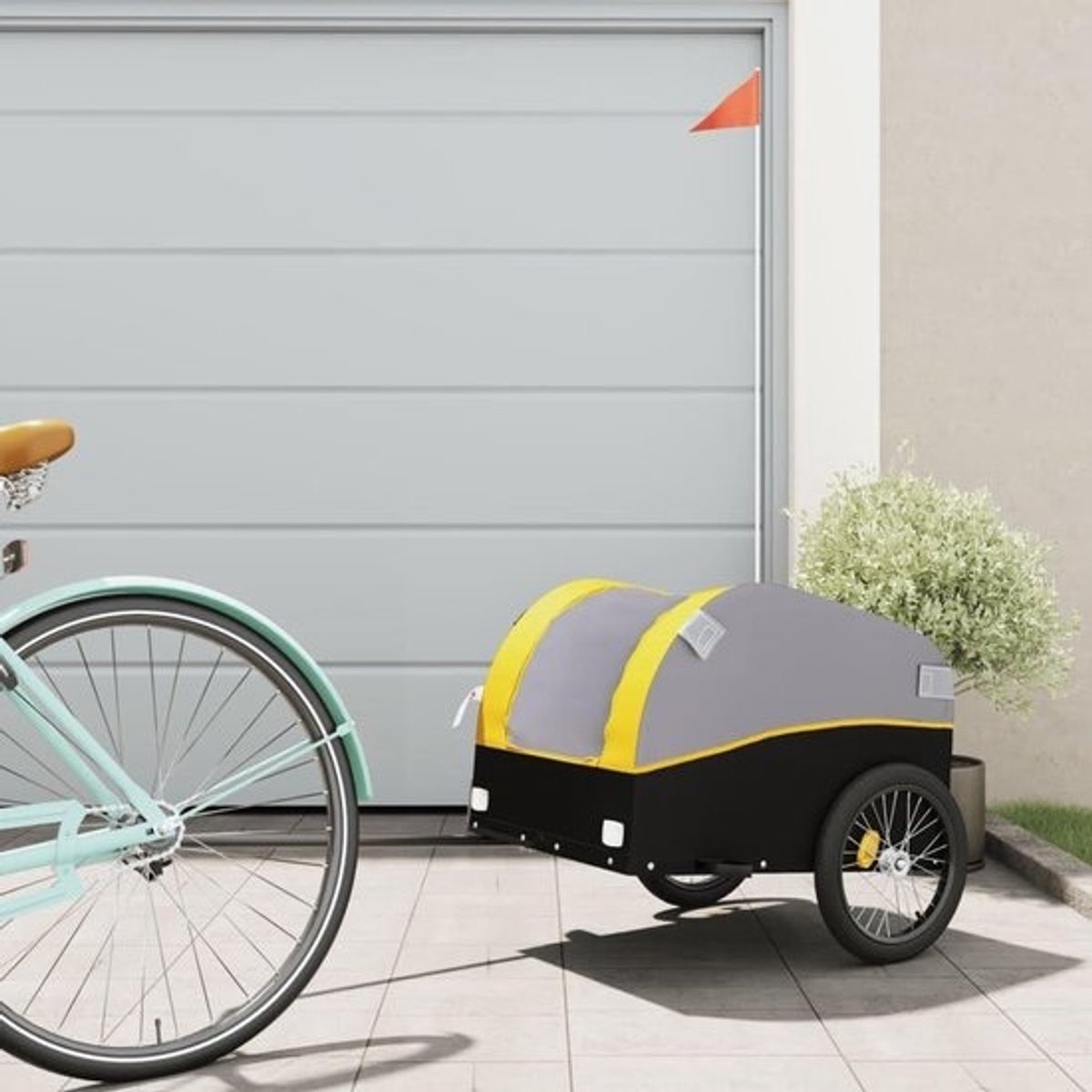 Fietskar - Vrachttrailer Cargo - Vervoer Zware Goederen - Stevig Ijzeren Frame - 30 kg Draagvermogen - Zwart Geel