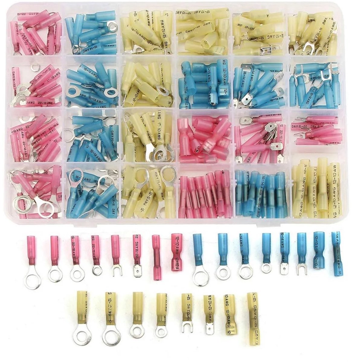 Set van 240 krimpkabelschoenen - Geïsoleerde connectoren