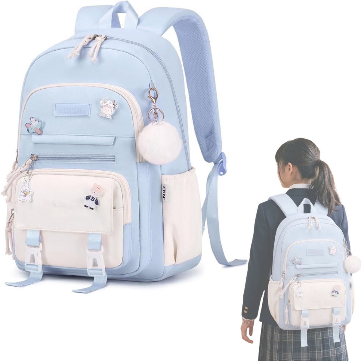 DailySupplies® Boekentas Meisjes Lagere School - Schooltas Eersteleerjaar Groot - Blauw