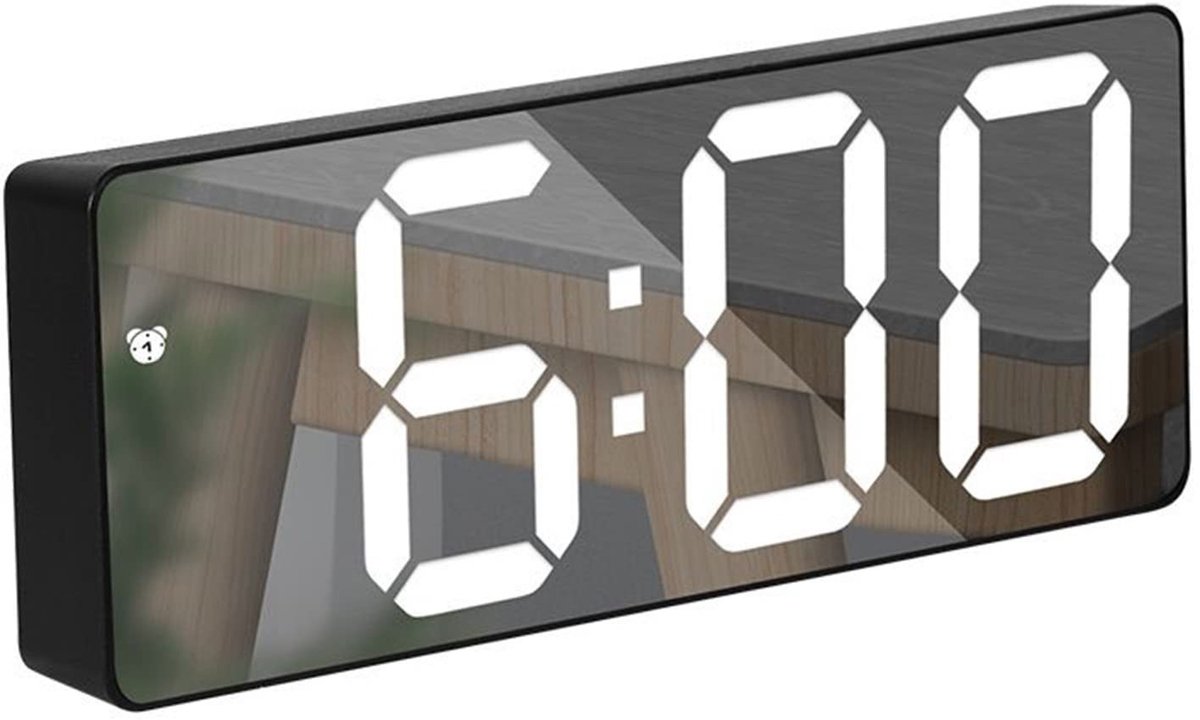 Digitale Alarmklok - 6.3 Inch Spiegel LED Display met Stille Modus