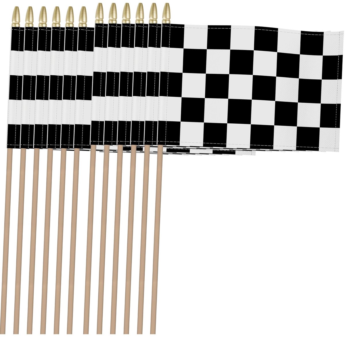 12 Stuks Kleine Racevlaggen - Zwart-Wit