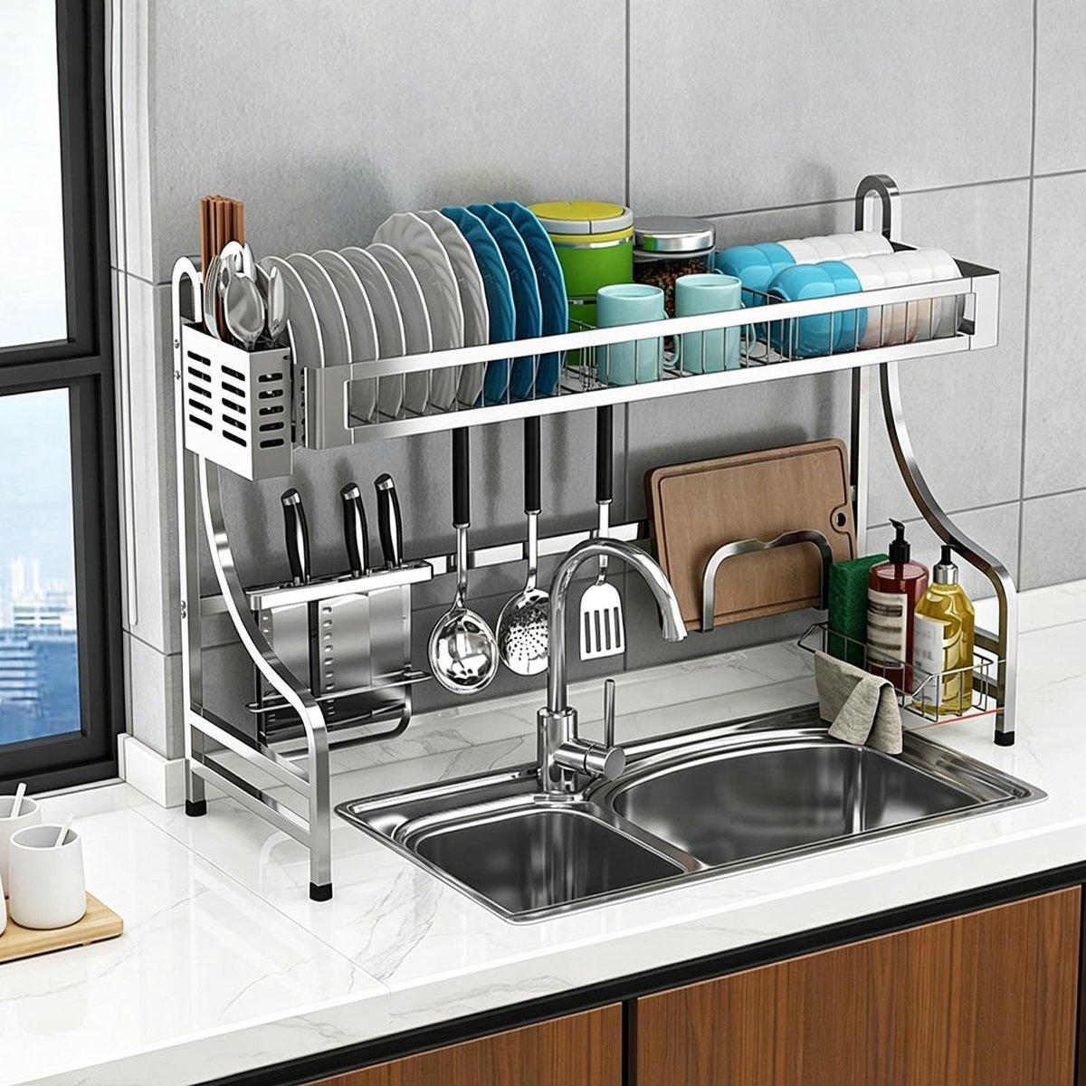Roestvrijstalen Afdruiprek - Multifunctionele Organizer - 84 x 57.5 cm