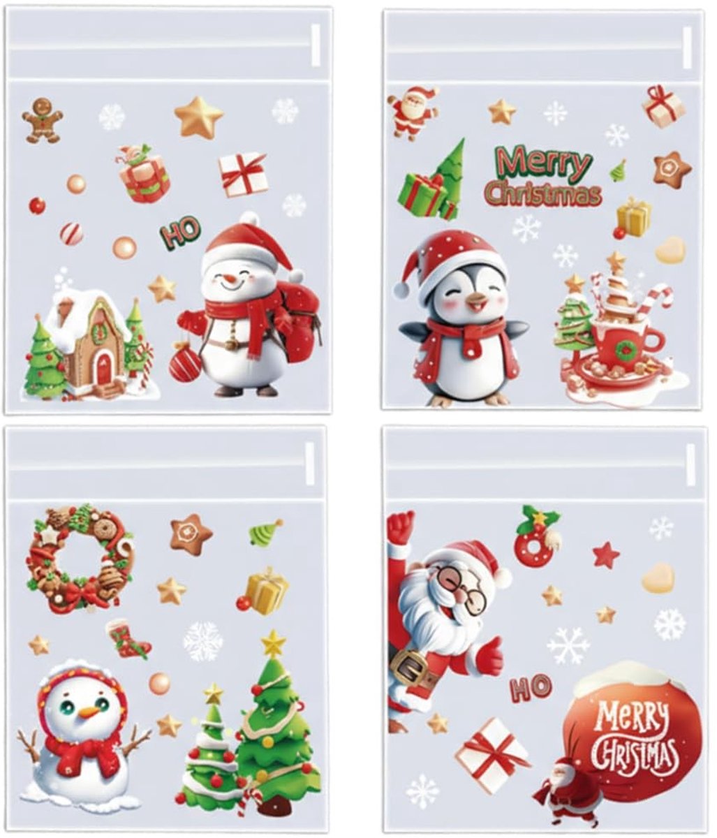 200 Stuks Cellofaan Zakjes - Transparant met kerstmotieven