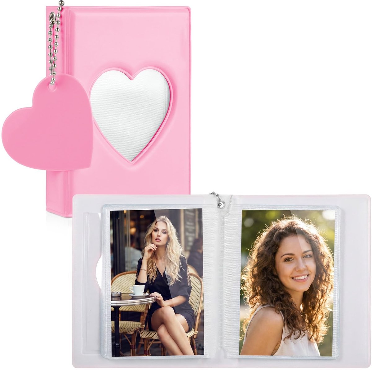 Mini Fotoalbum Hartvormig - 32 Slots - Roze