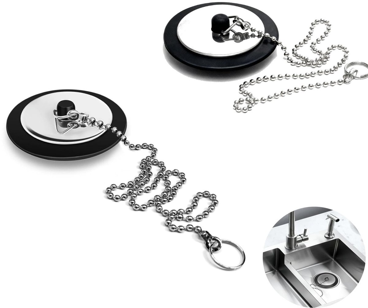 2 Stuks Universele Badstop met Ketting - 4.3 cm