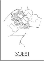 DesignClaud Soest Plattegrond poster  - A3 + Fotolijst wit (29,7x42cm)