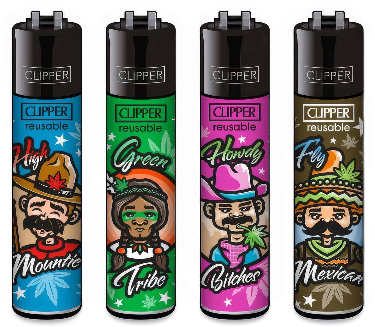 Clipper Classic Large Aanstekers "America" (4 stuks)