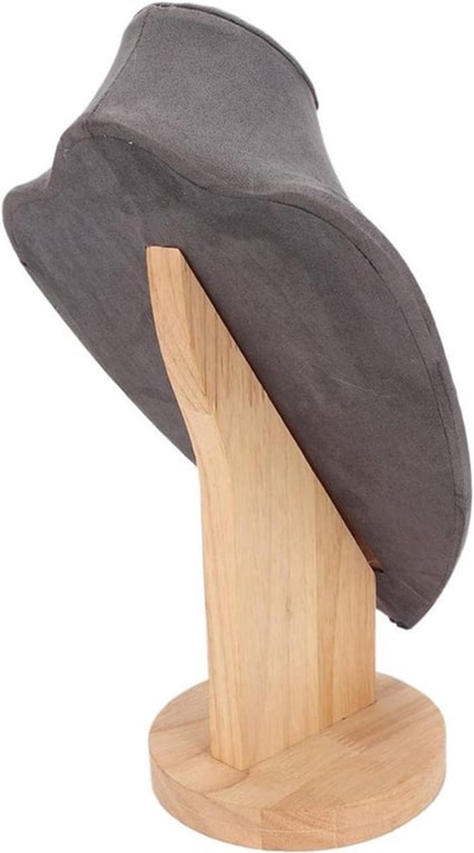 Stijlvolle Houten Kraag Display Stand met Stabiele Basis en Krasbestendigheid voor Professionele Woonkamer Thuis (Grijs)