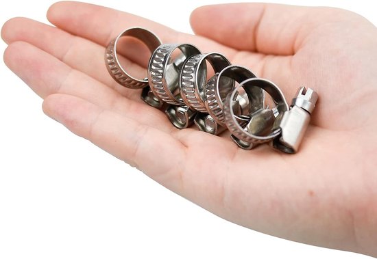 Verstelbare Slangklemmen Set van 12 Stuks, RVS 304, Roestvrij, Voor Beveiliging van Slangen en Buizen, 10-16mm — afbeelding 2