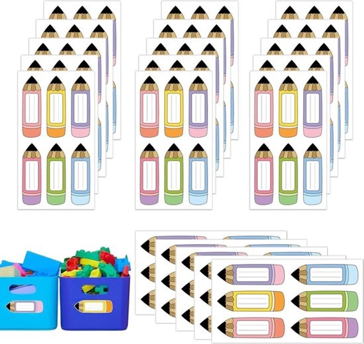 Naamstickers - Naamkaartjes Etiketten - Spullen Markeren - Klassiek Potloodmotief - 9x3 cm - Niet gespecificeerd