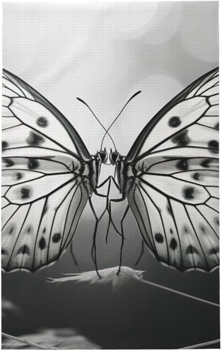 Keukenhanddoeken Vlinderprint - Vaatdoeken Theedoeken - Keuken Schoonmaken - Ultra Absorberend Sneldrogend - 61 x 40 cm - Zwart Wit