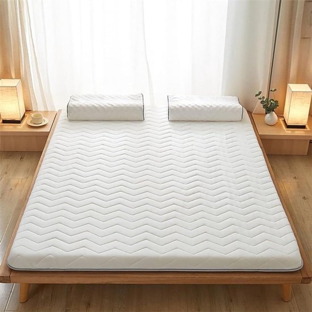 Vloermatras Opvouwbaar - Futon Matras Gastenmatras - Comfortabel Slapen - 5 cm Dik Ademend - 90 x 200 cm - Wit