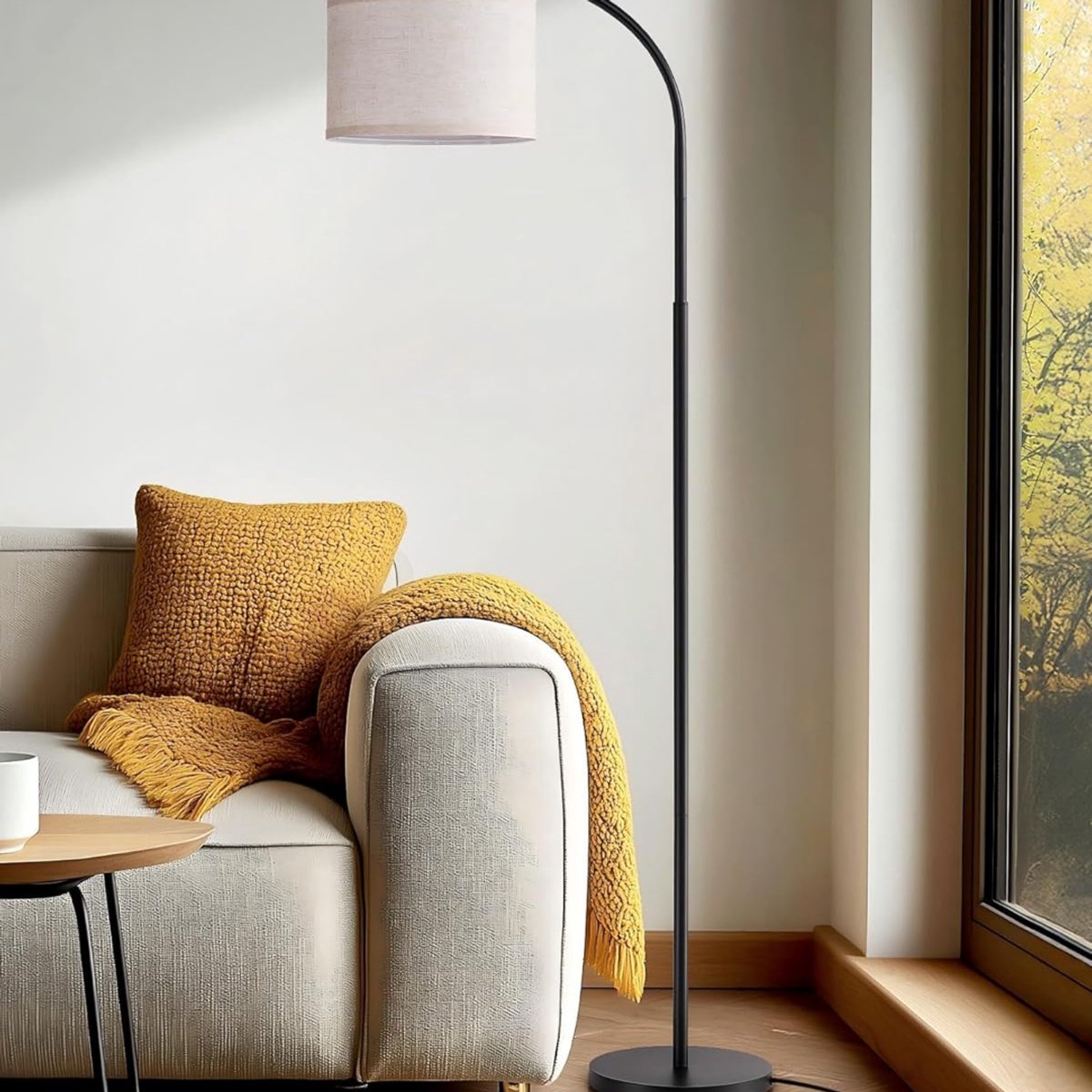 NIVA® Booglamp - Vloerlamp - Booglampen Dimbaar - Zwart/Wit - 44cm x 33cm x 17cm