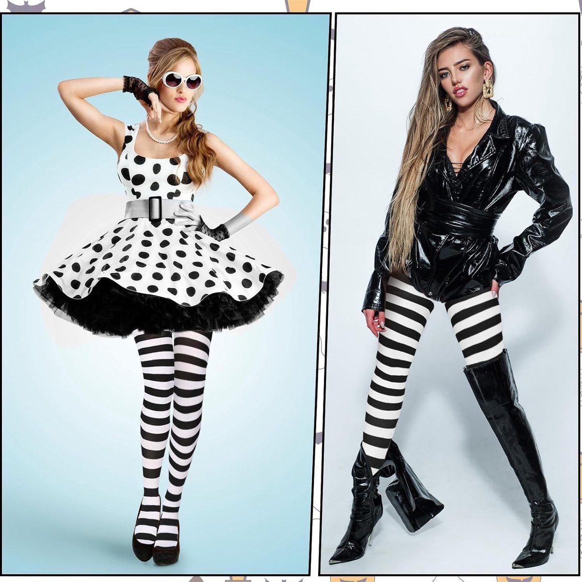 Kerstgestreepte Panty voor Volwassen Vrouwen - Feestelijke Kleding, Halloween en Kerstmis Accessoires, Volledige Voet Strumpf