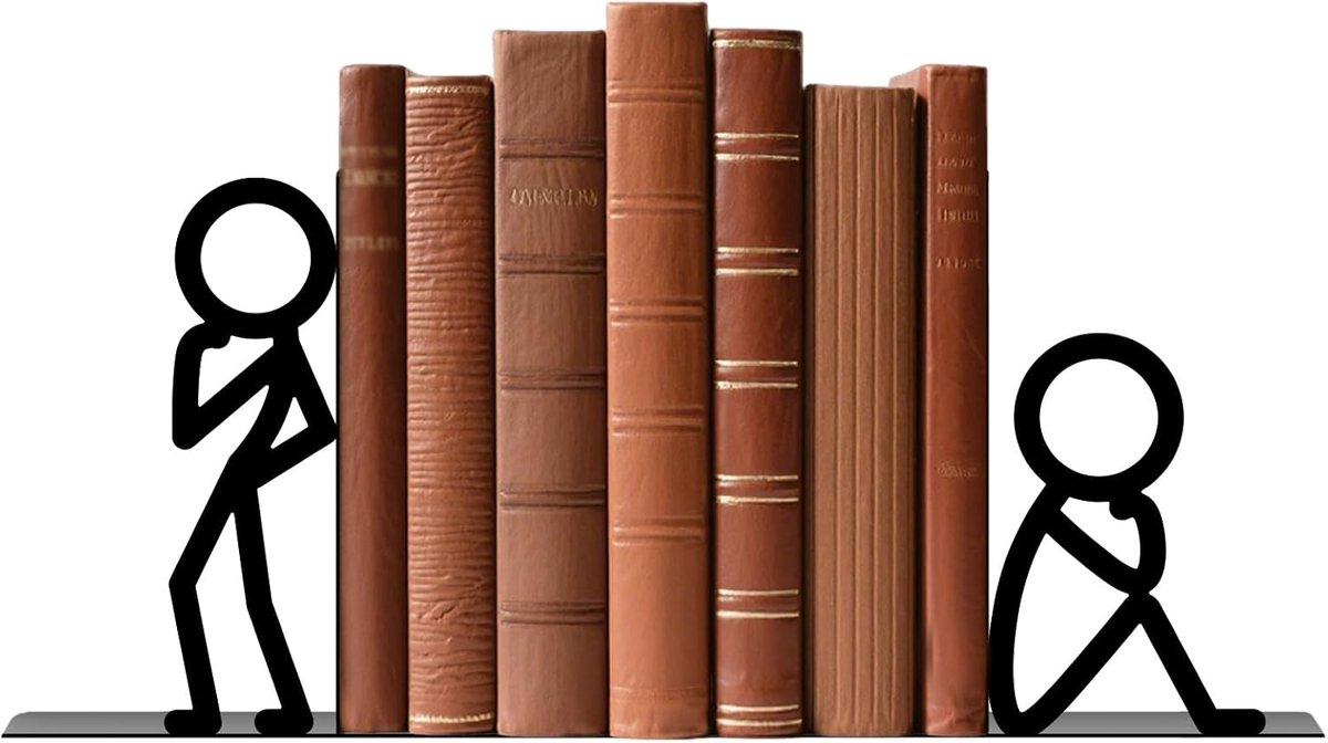 Boekensteunen – Denken Figuur – Zware Kwaliteit – Unieke boekensteunen voor op kantoor – Ideaal voor leeshoekjes en plankdecoratie – Geschikt voor kantoren, scholen, bibliotheken en slaapkamers – Het perfecte cadeau voor boekenliefhebbers – Zwart