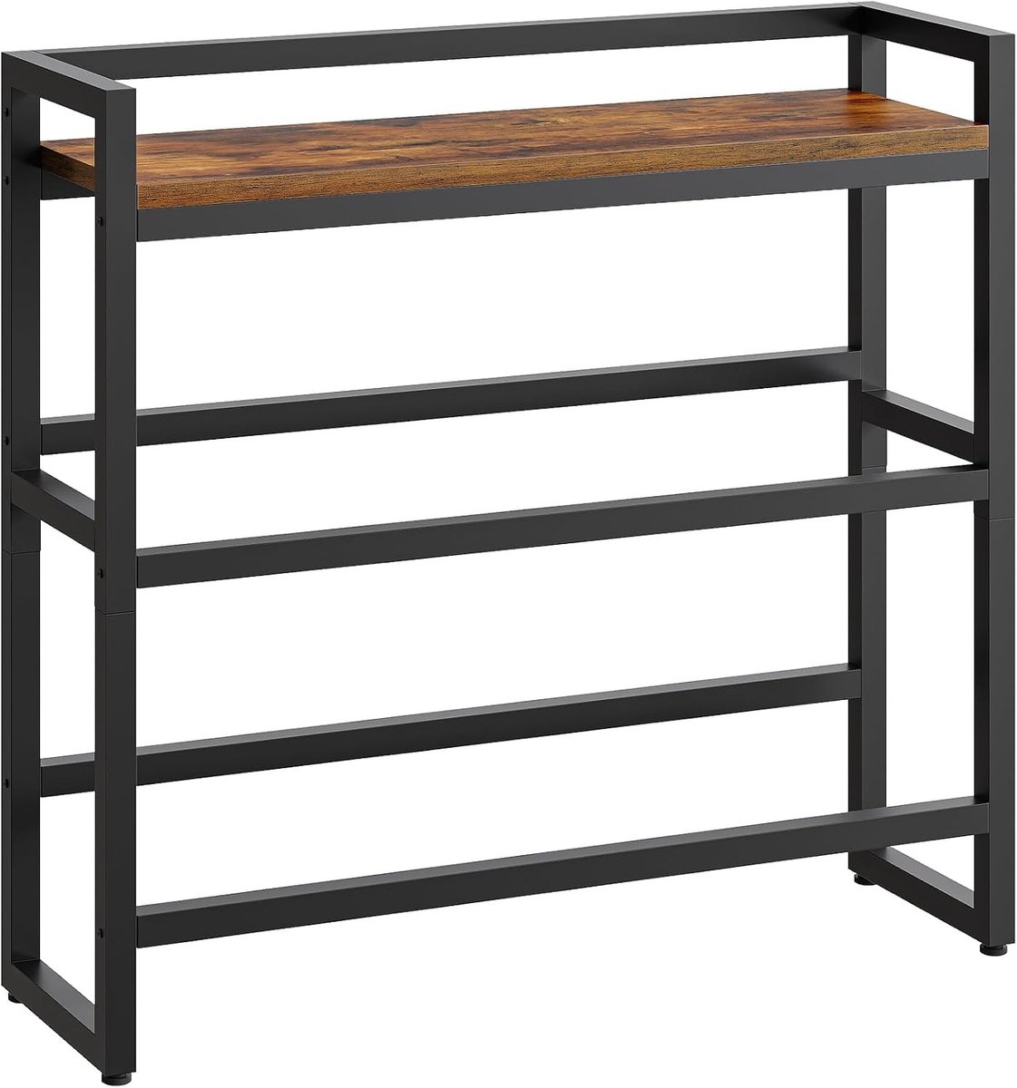 3-Laags Drankenkist Rek voor 6 Kisten, Metalen Frame, Voor Keuken, Garage en Winkel, Vintage Bruin en Zwart, Capaciteit 50kg, Ideaal voor Bier en Fruit