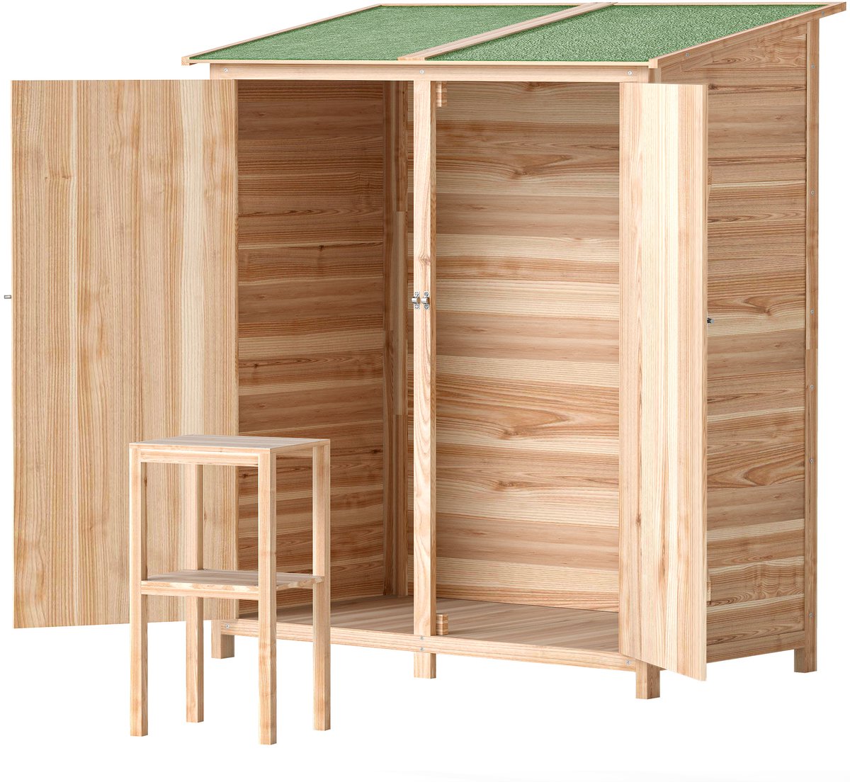 Hout Gereedschapsschuur – Garden Storage Shed-Kunststof –Voor Achtertuin, Terras en Grasveld – 140 x 75 cm – Natuurlijk hout