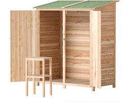 Hout Gereedschapsschuur – Garden Storage Shed-Kunststof –Voor Achtertuin, Terras en Grasveld – 140 x 75 cm – Natuurlijk hout