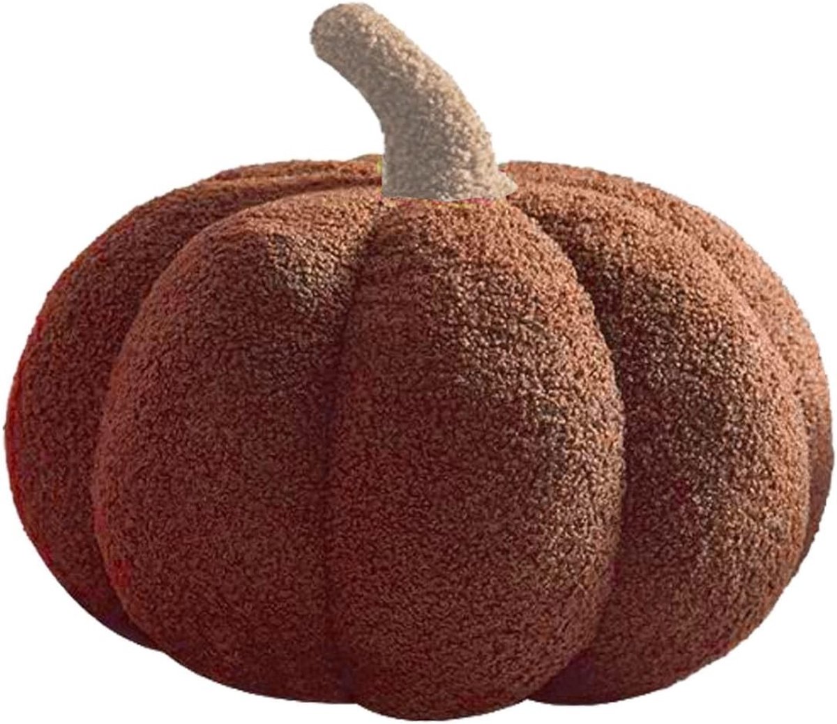 Herfstdecoratie Kussen in Pompoenvorm - 3D Pluche Kussen voor Kinderen, Bank en Slaapkamer - 20 cm Bruin