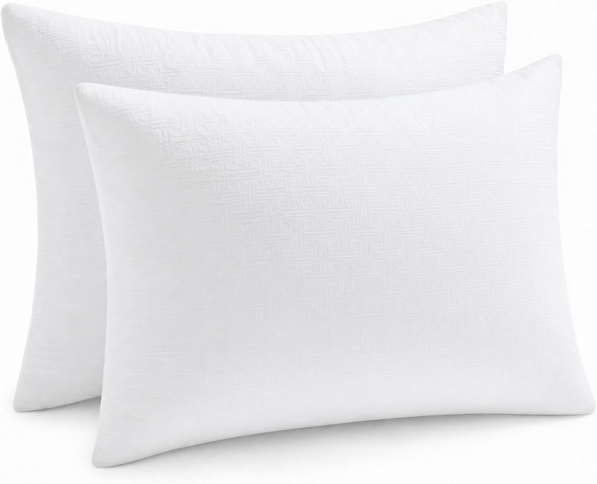 Set van 2 Kussens 50x70 cm Witte Microvezel Gegraveerd Zacht en Comfortabel voor Thuisdecoratie