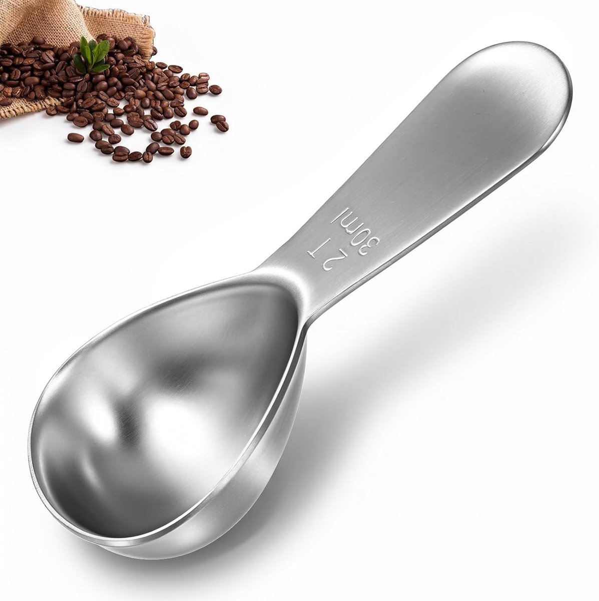 Roestvrijstalen Maatlepel voor Koffie en Thee, 1 fl oz, Duurzame Lepel met Korte Handgreep voor Suiker, Meel en Poeder