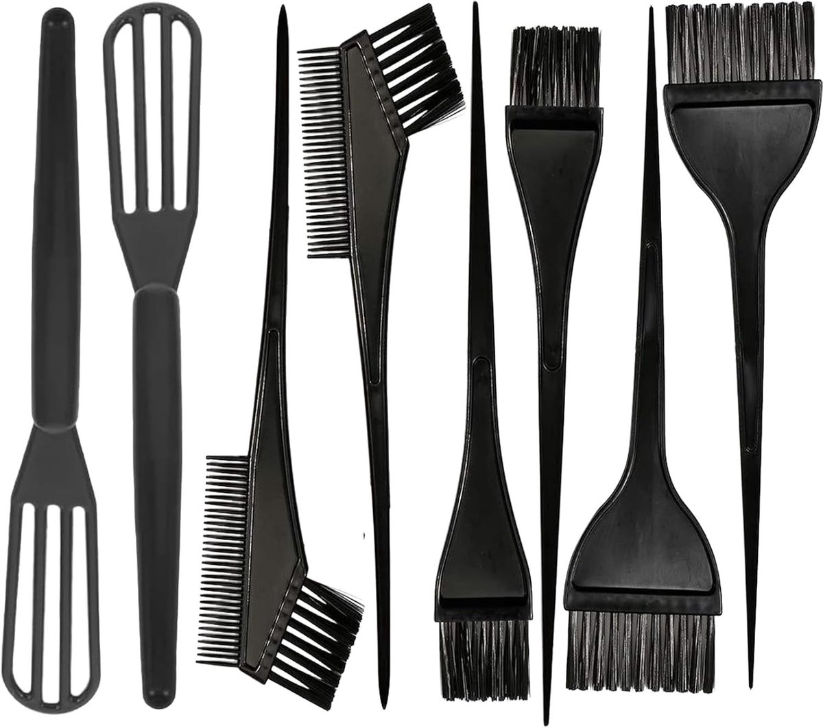 Complete Haarverf Set met 6 Verfkwasten en 2 Mengpaletten voor Professioneel en Thuisgebruik
