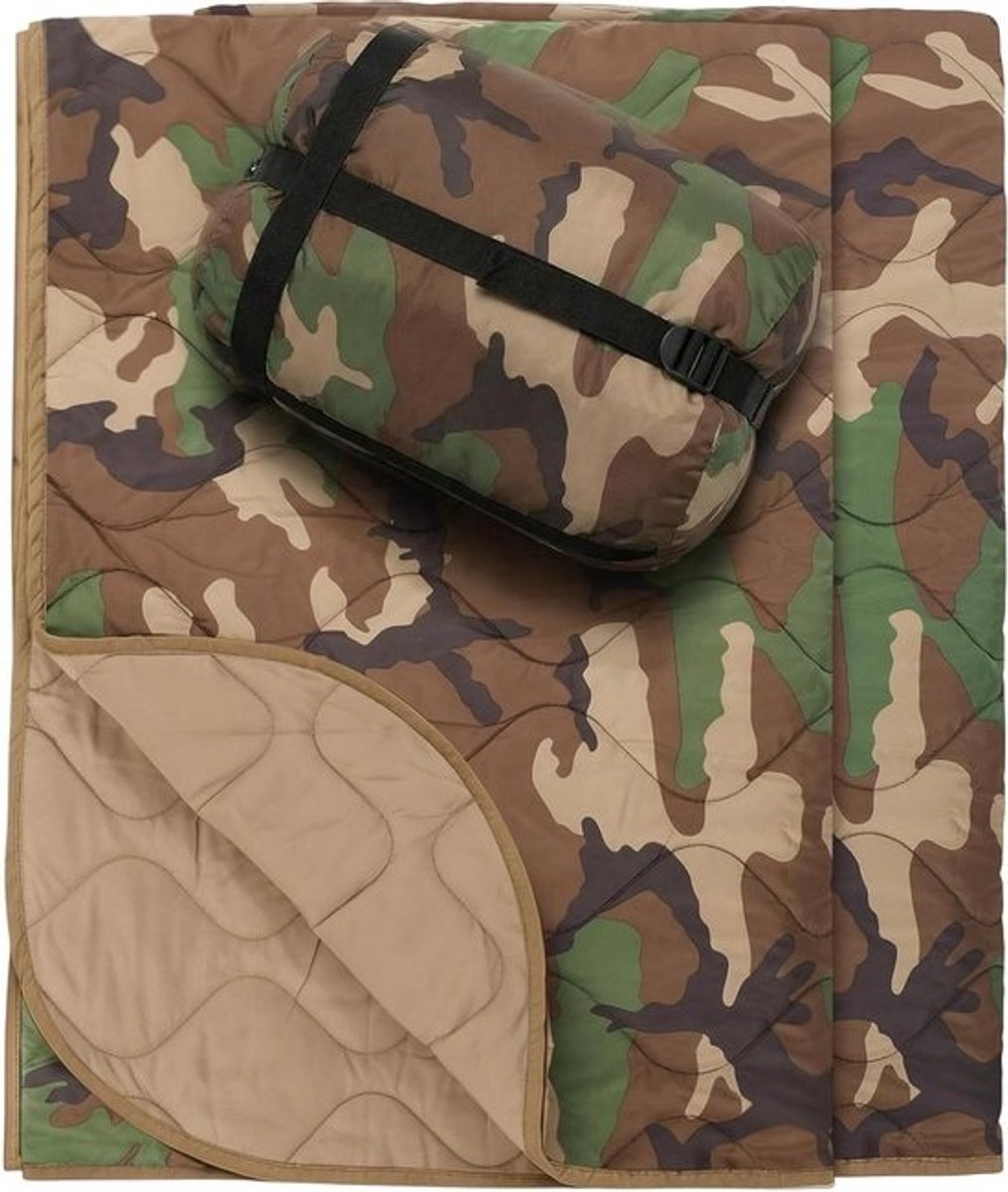 Militaire Poncho Voering - Woobie Deken Kampeerdeken - Buiten Kamperen - Waterdicht Thermisch - 201 x 152 cm - Camouflage