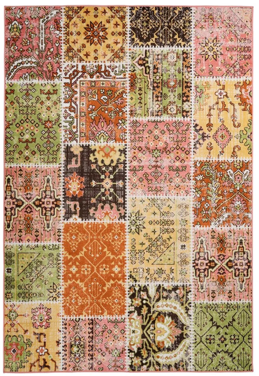 Dutch XXL Vintage Vloerkleed | Tapijt | Ariya | Patchwork | Multikleur | 80x150 cm