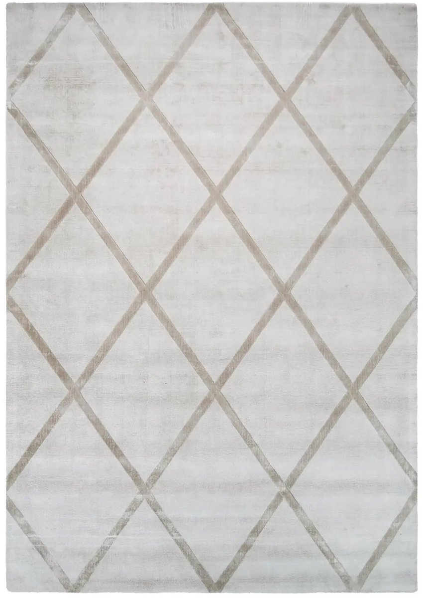 Dutch XXL Laagpolig Vloerkleed | Tapijt | Luxury | Ruiten | Crème/Taupe | 120x170 cm